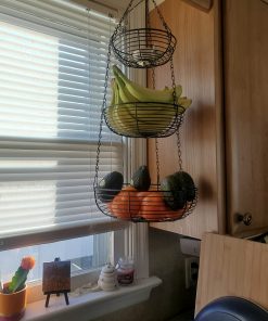 3-Tier Heavy Duty Hanging Fruit Basket with 2 Metal Ceiling Hooks fig1