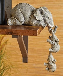 Elephant Sitter Hand-Painted Figurines Hanging Off the Edge Decoration featured