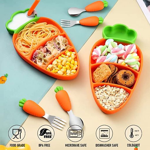 Orange Carrot Silicon Suction Feeding Plate Set for Toddlers fig2