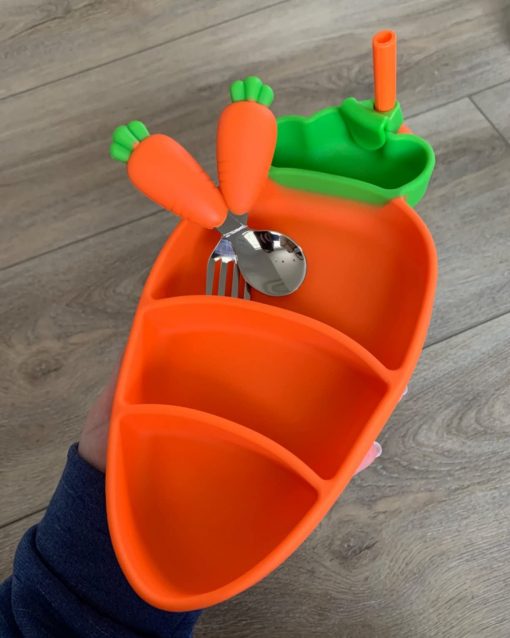 Orange Carrot Silicon Suction Feeding Plate Set for Toddlers fig3