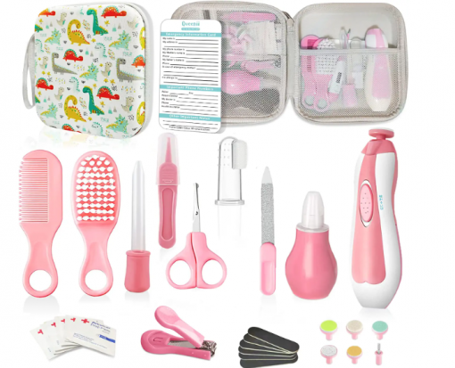 Pink 30 in 1 Baby Nursery Healthcare Grooming Kit with Electric Nail Trimmer Set for Newborn fig 1